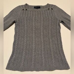 Jones New York Signature Gray Cable Sweater